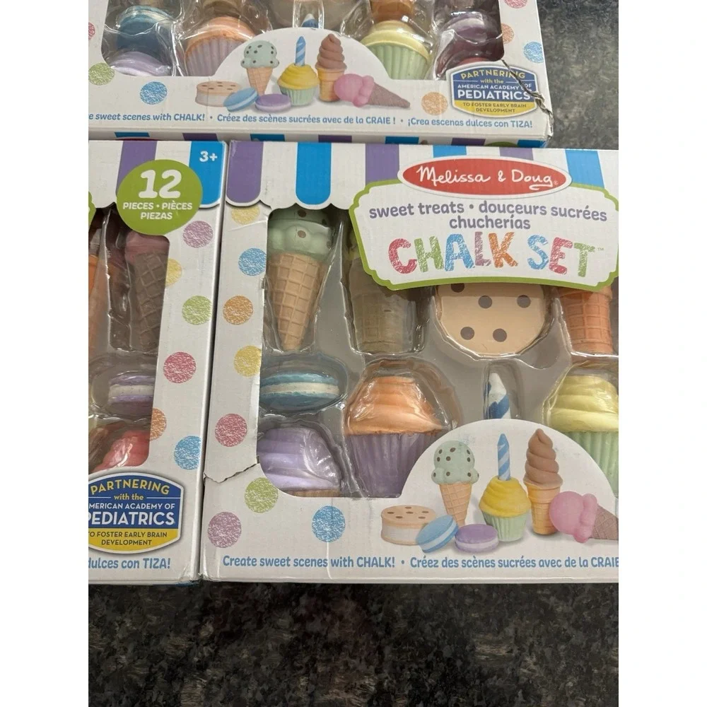 Melissa & Doug Ice Cream Shop Multi-Color Chalk and Holders 33-Pc Play Set‎ NEW